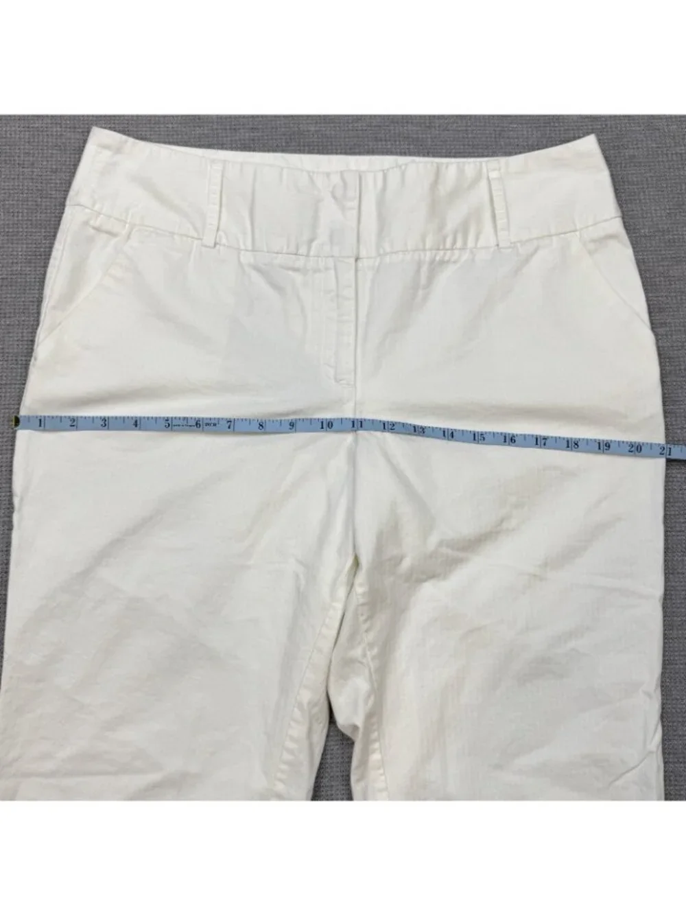 New York Company Capri Pants Womens Size 14 Off-White Slit Cuff High Rise Cotton